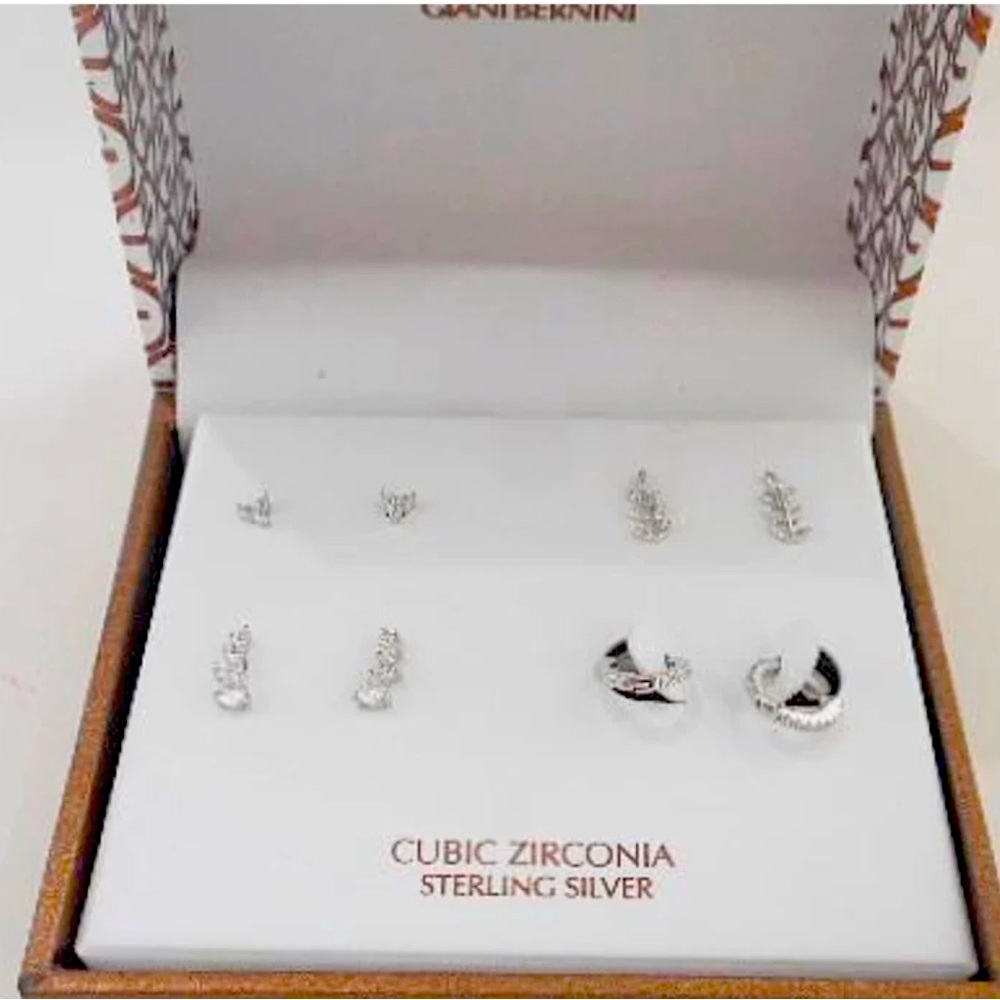 Giani Bernini Sterling Silver Cubic Zirconia Earring Set 4 pair